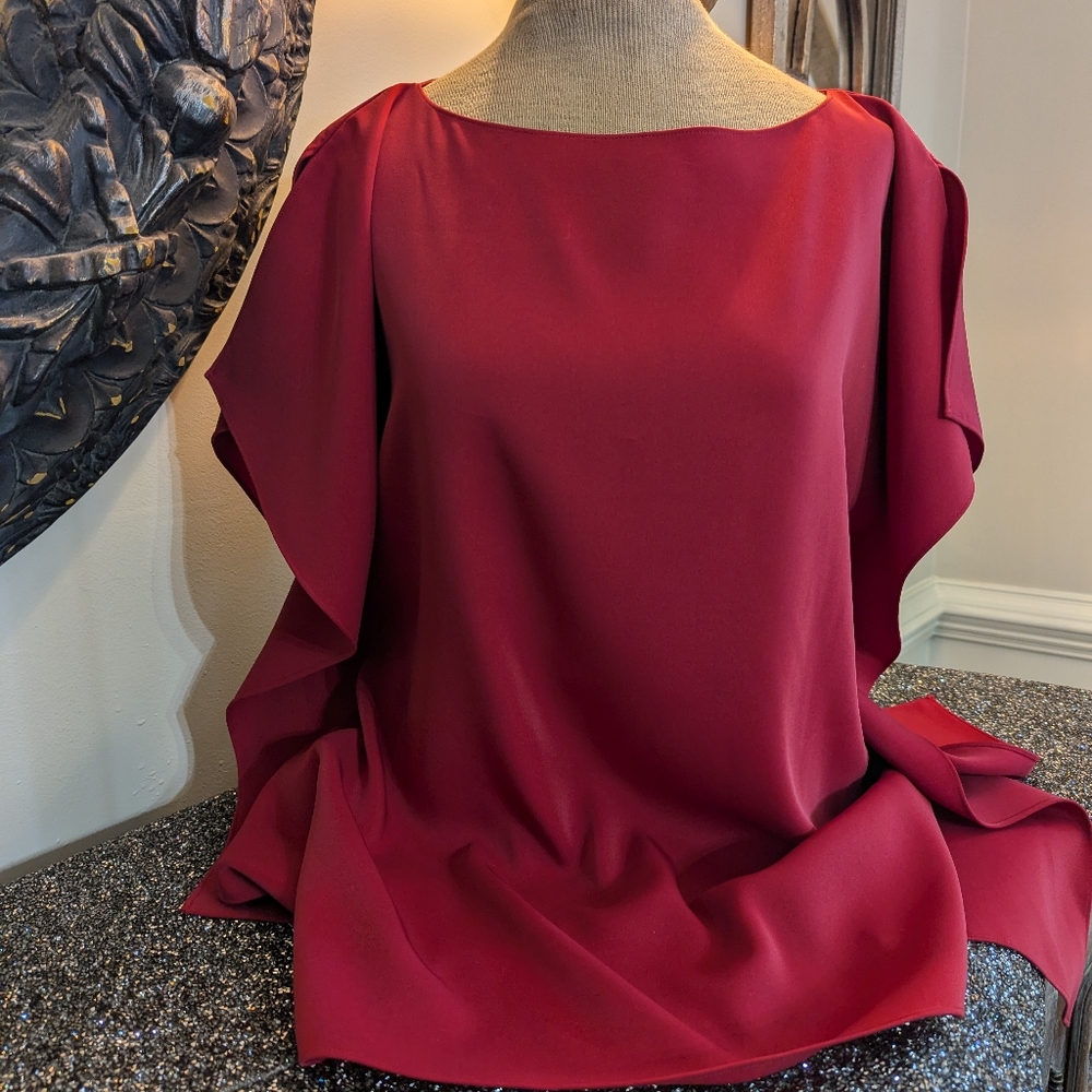 Anna Cate size small cranberry red color glitter sleeves